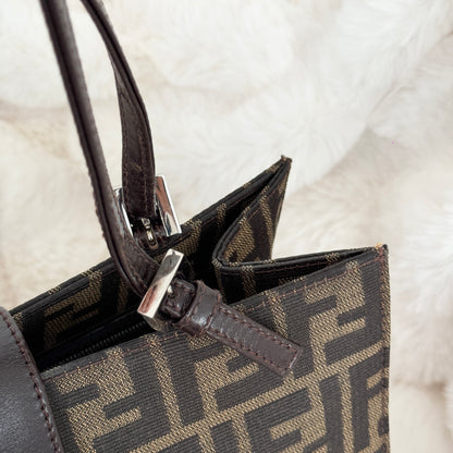 Fendi Zucca Monogram Double Strap Shoulder Bag