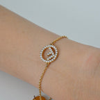 F is Fendi Crystal Logo Gold Tone Link Bracelet - Leluxe Vintage Sdn. Bhd.
