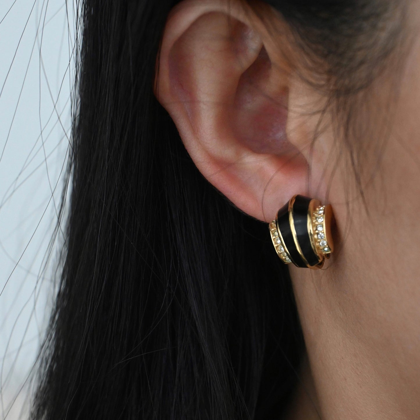 Christian Dior Gold Tone Crystal Enamel Clip