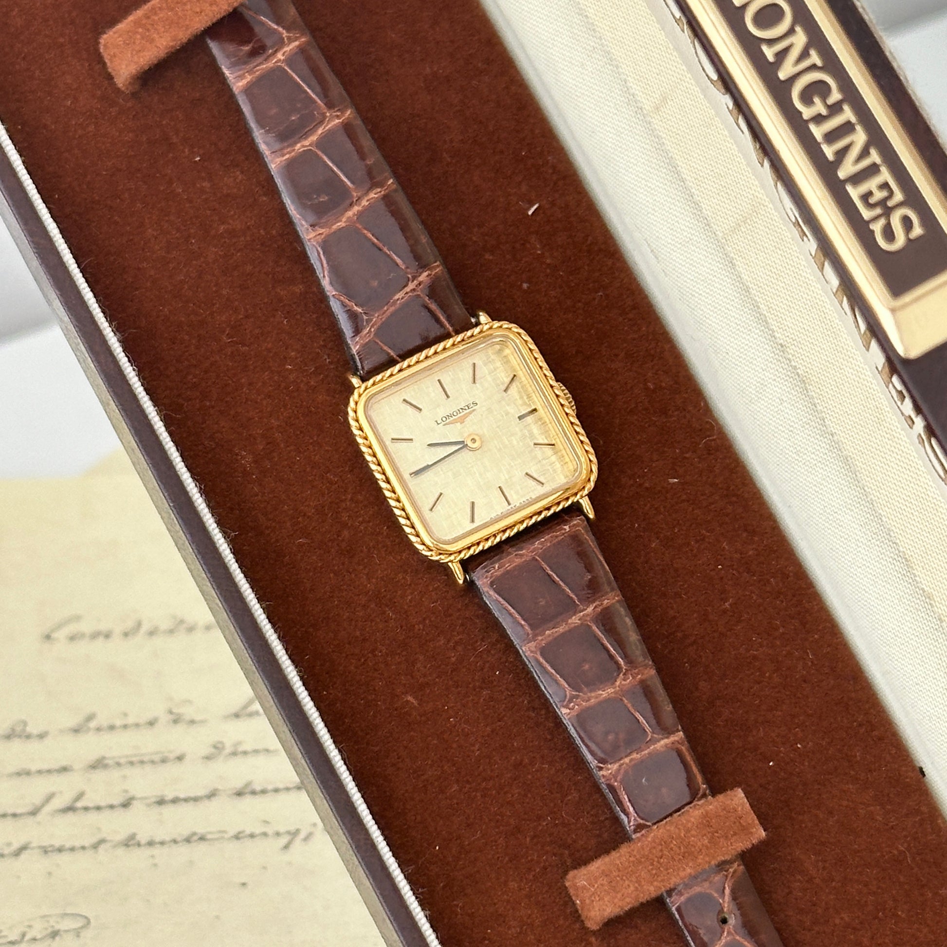 Longines Linen Square Watch – Leluxe Vintage - Main Image