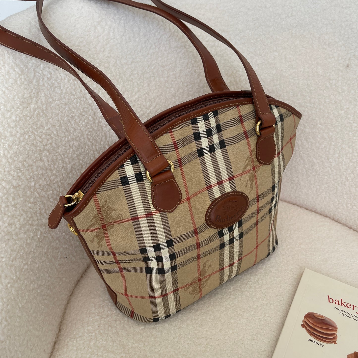 Burberry Check Tote in Beige