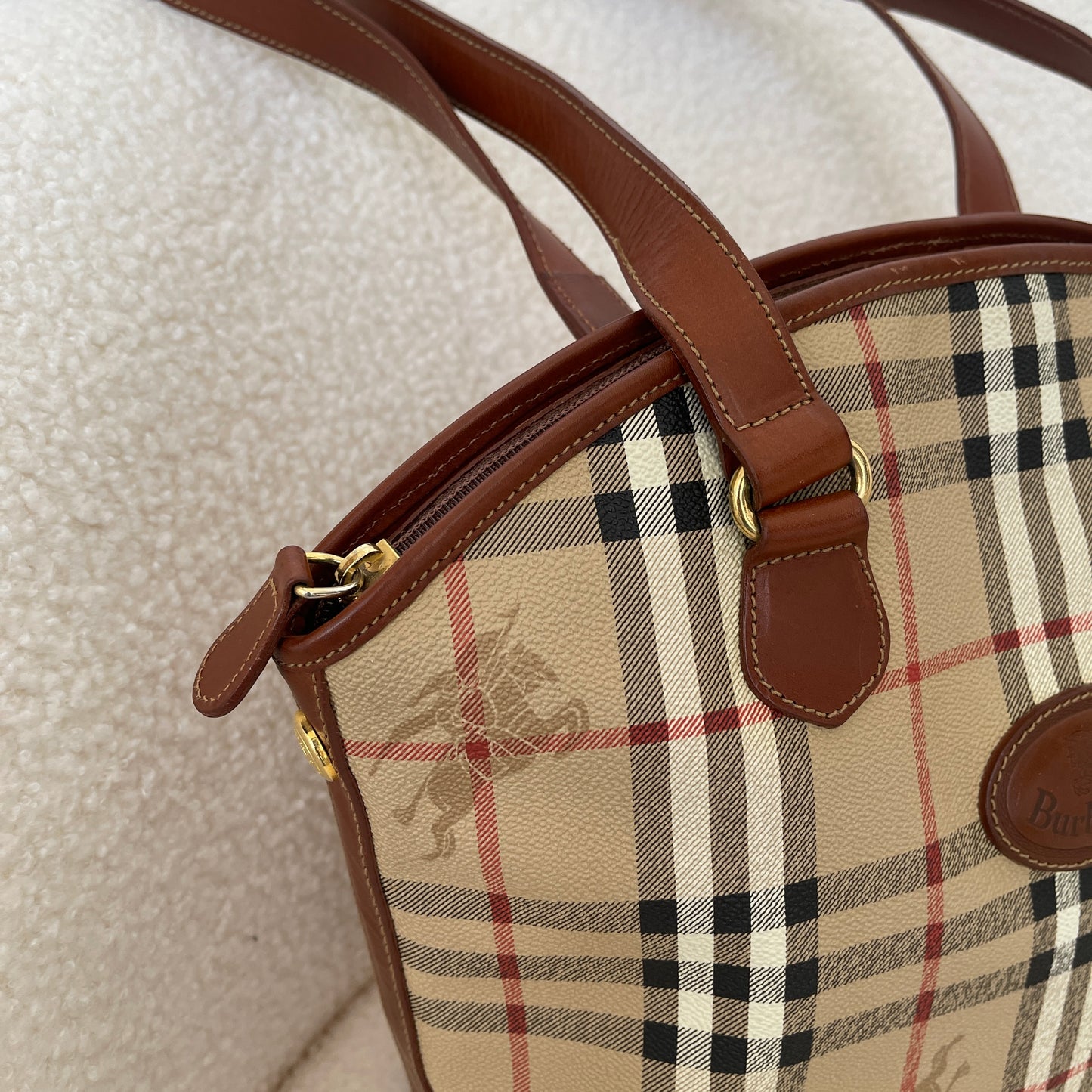 Burberry Check Tote in Beige