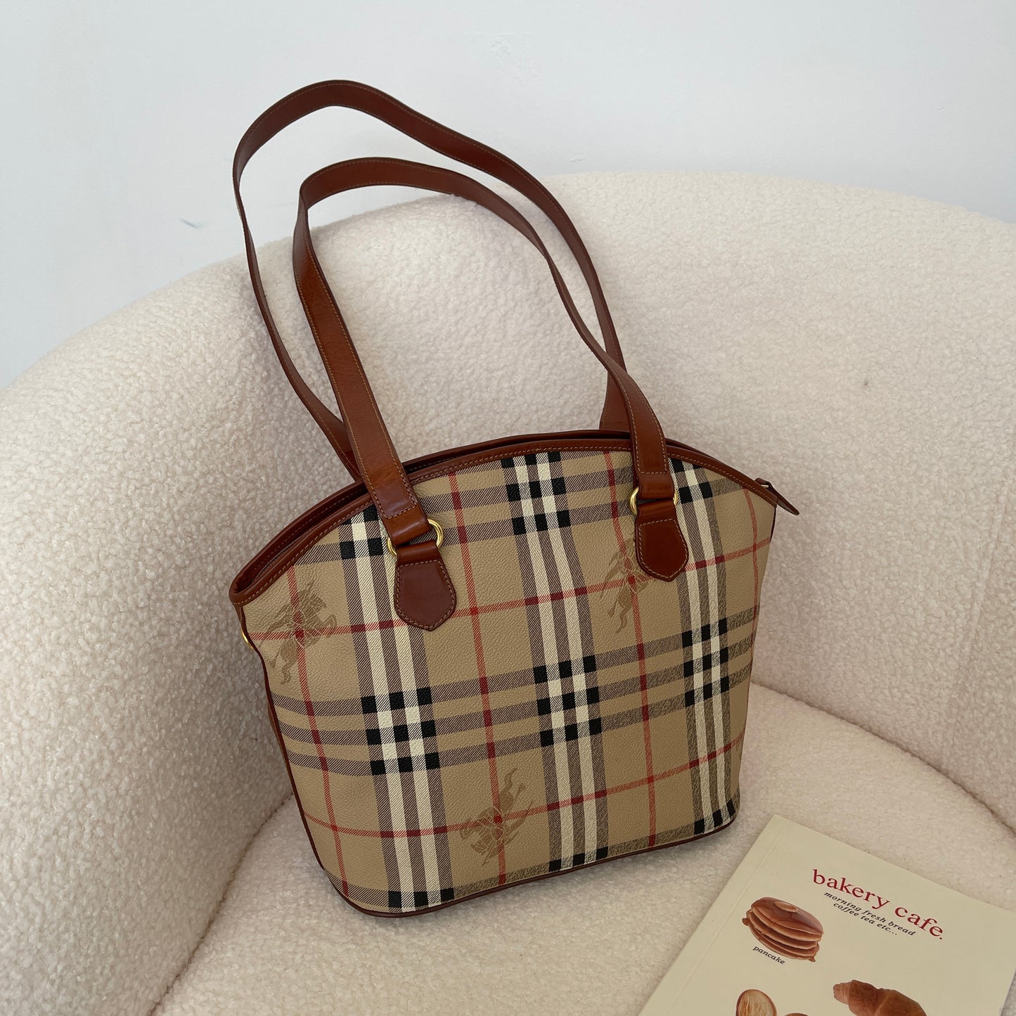 Burberry Check Tote in Beige