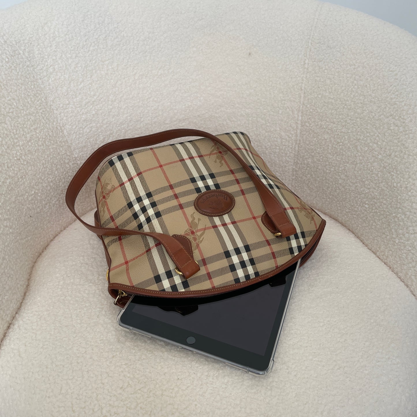 Burberry Check Tote in Beige