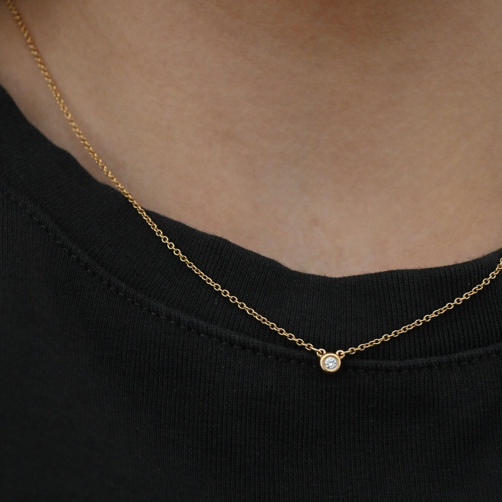 Tiffany & Co. Elsa Perreti Diamonds by the Yard Single 0.08ct Diamond Pendant Necklace - Leluxe Vintage Sdn. Bhd.