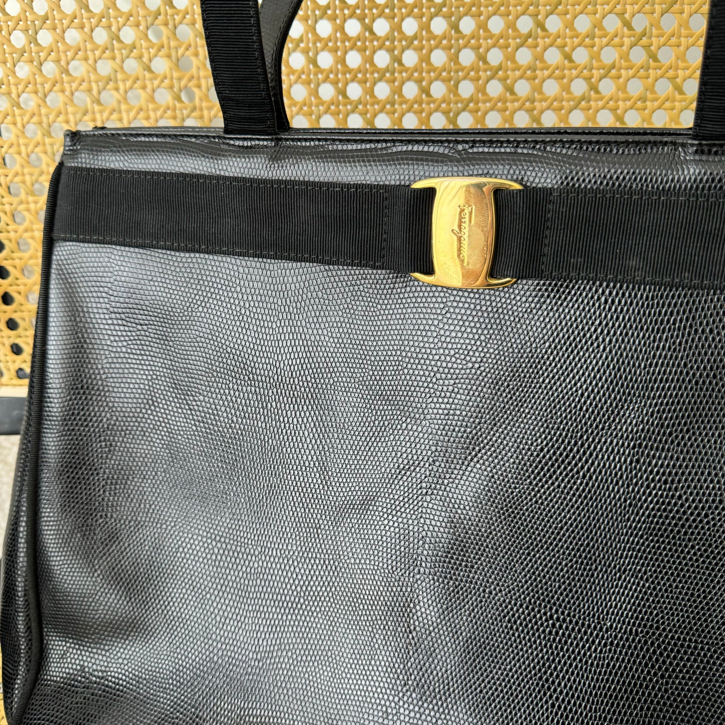 Salvatore Ferragamo Vara Tote in Lizard Embossed