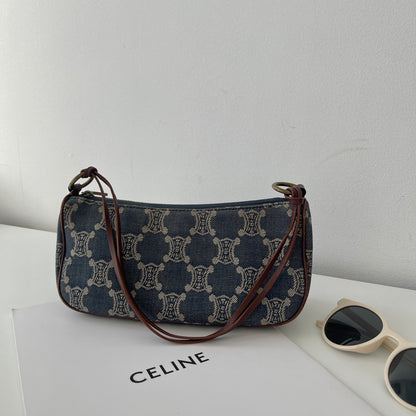 Celine Denim Macadam Pochette Shoulder Bag