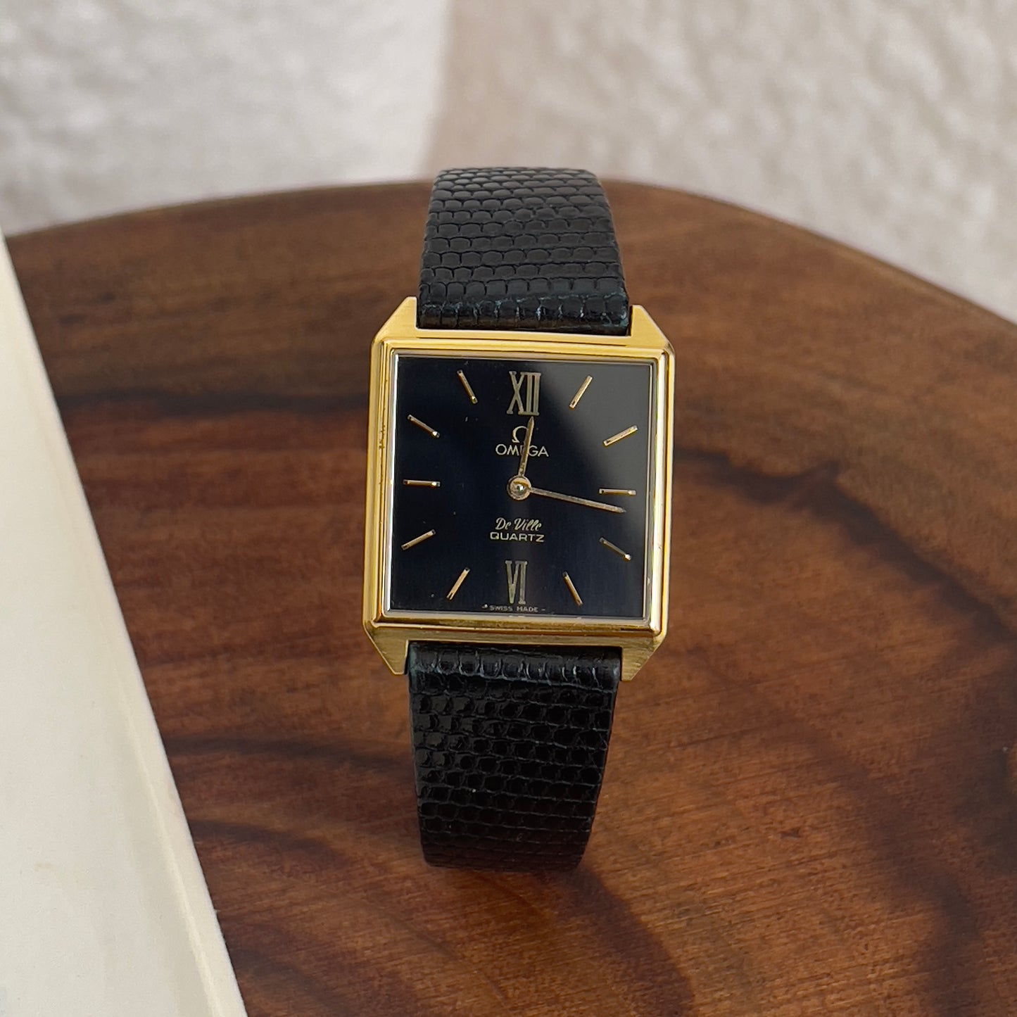 Omega De Ville Rectangle Black Quartz Watch