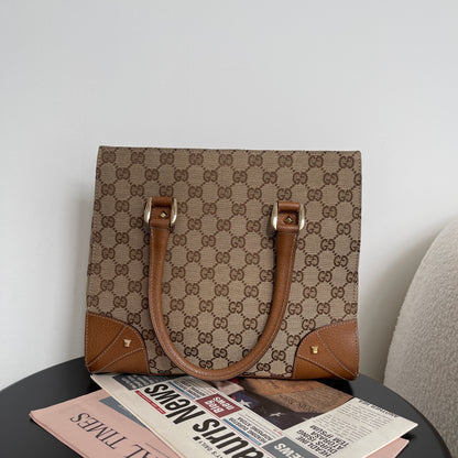 Gucci Beige GG Canvas Studded Tote