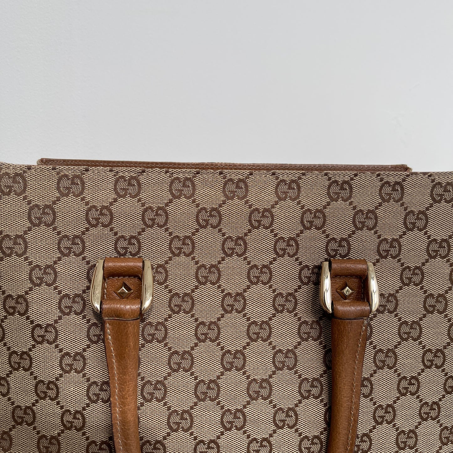 Gucci Beige GG Canvas Studded Tote