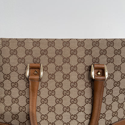 Gucci Beige GG Canvas Studded Tote