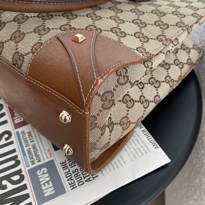 Gucci Beige GG Canvas Studded Tote