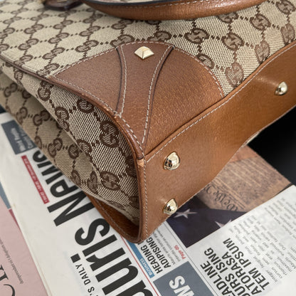 Gucci Beige GG Canvas Studded Tote