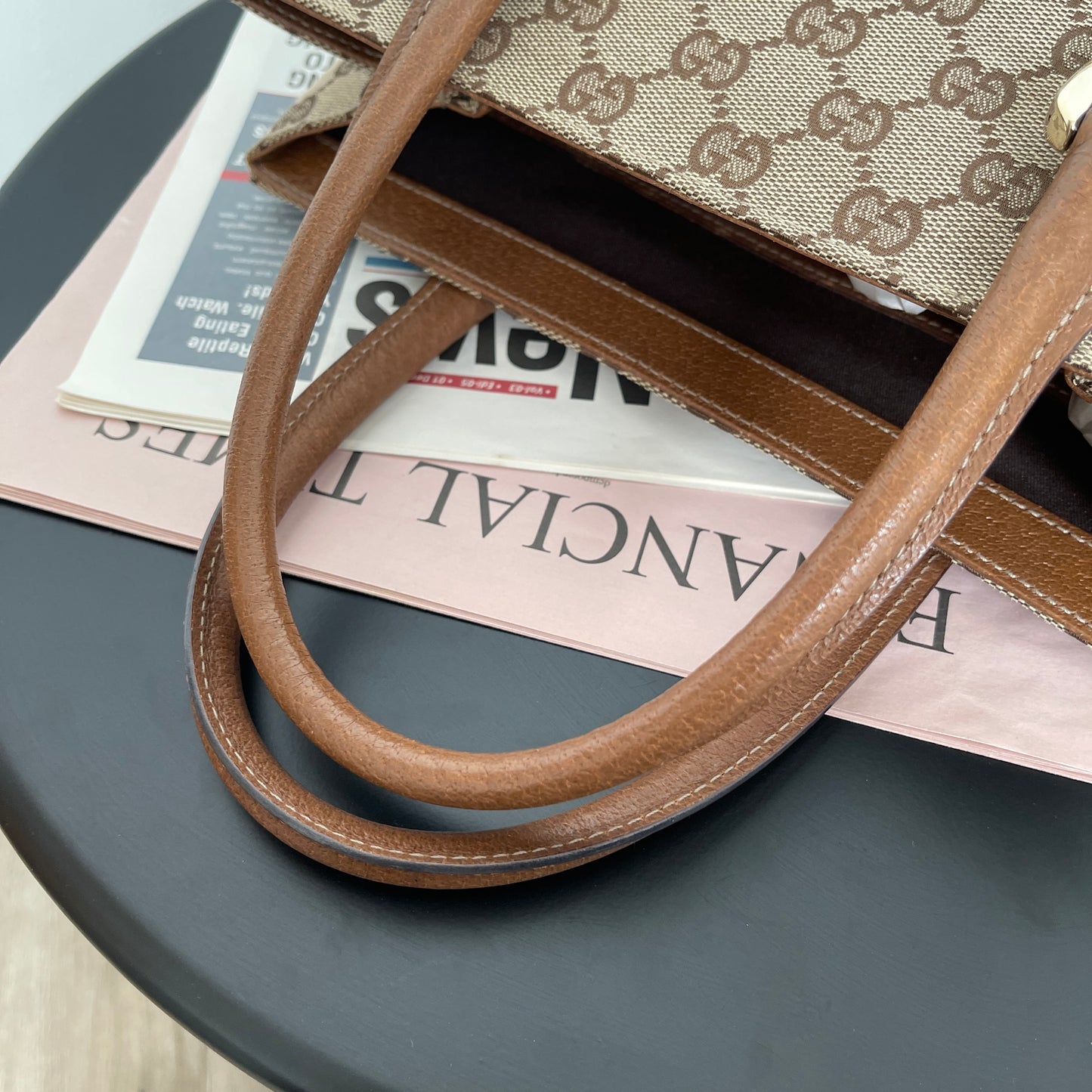 Gucci Beige GG Canvas Studded Tote