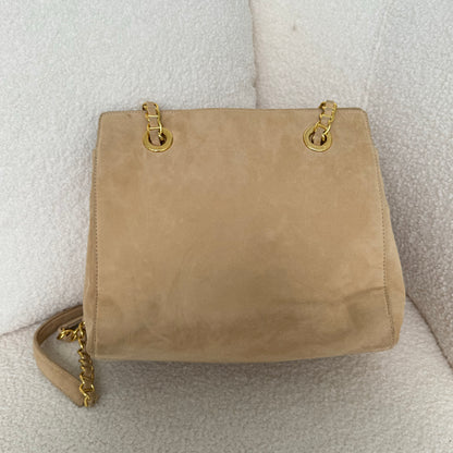 Prada Small Tote in Beige Suede