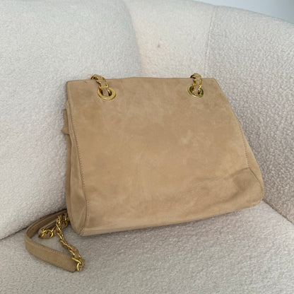 Prada Small Tote in Beige Suede