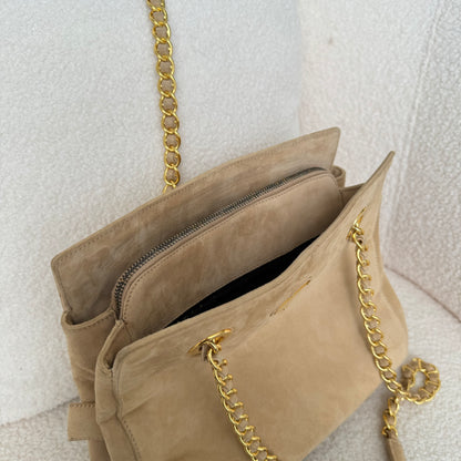 Prada Small Tote in Beige Suede