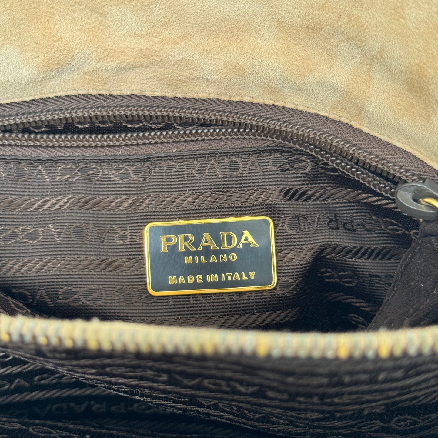 Prada Small Tote in Beige Suede